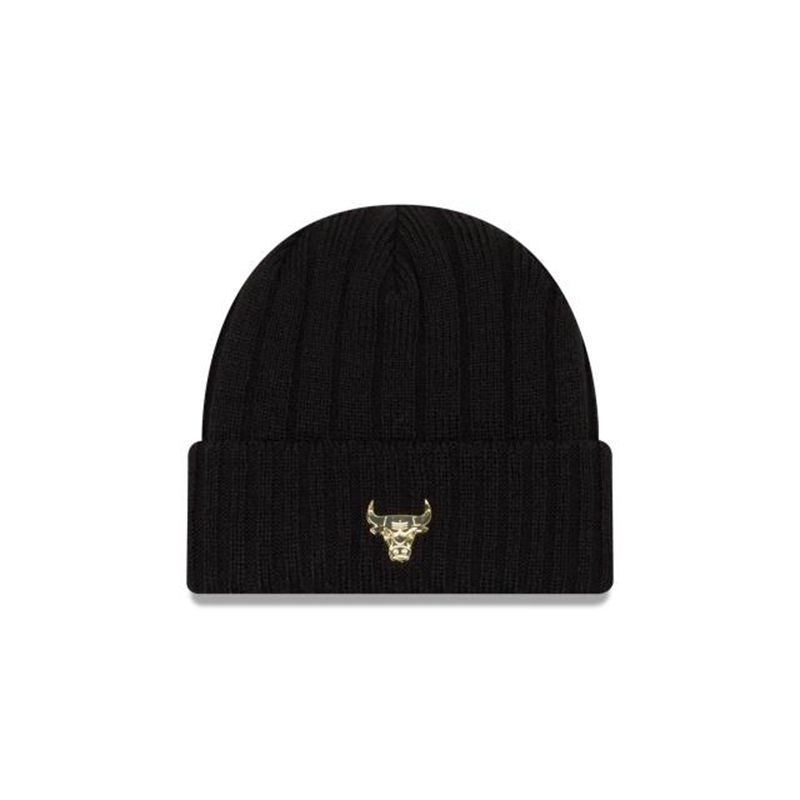 NBA Chicago Bulls Badge Slick Knit (KGJ3846) - Black New Era Beanies